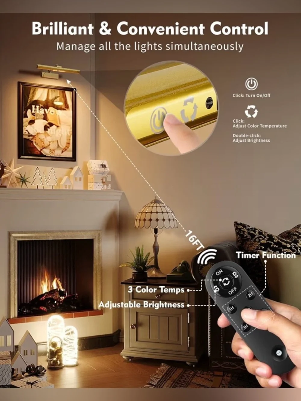 Picture Light for Wall, 6000mAh Rechargeable Wireless Wall Lights Remote